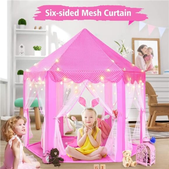 Monobeach Princess Tent Girls Large‎ Playhouse Kids Castle Play Tent with Star - Picture 3 of 6